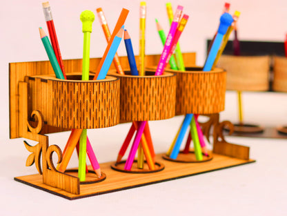 Laser Cut Desk Pen Pencil Holder Vector