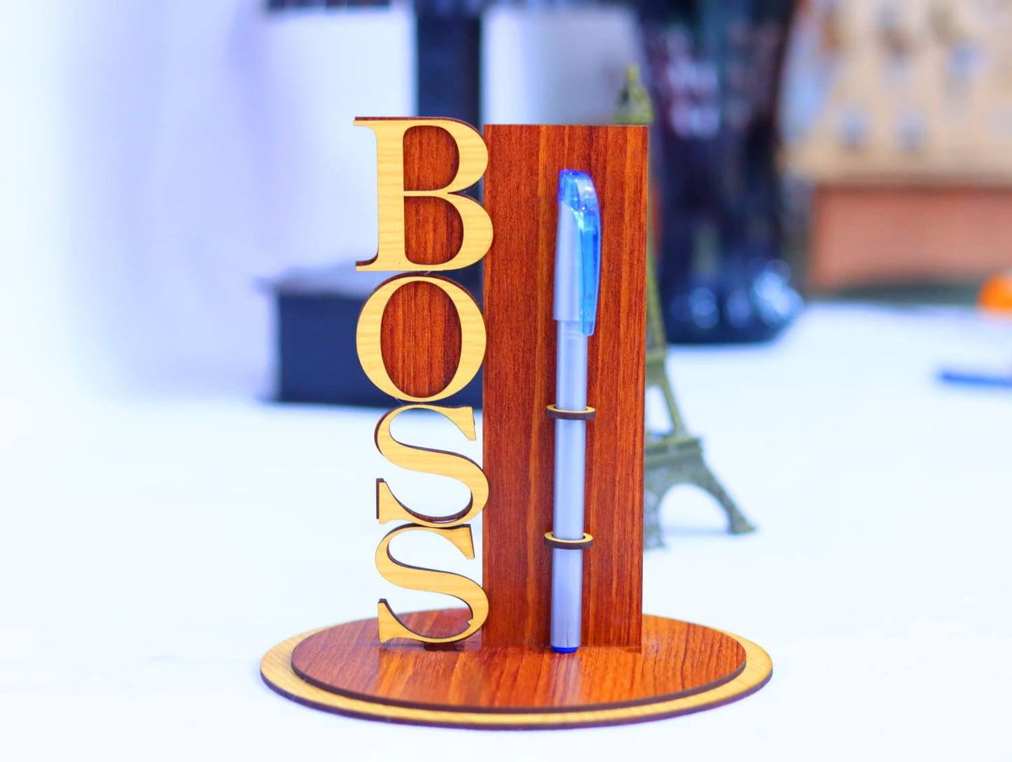 Laser Cut Boss Pen Pencil Holder Vector