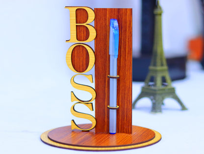 Laser Cut Boss Pen Pencil Holder Vector