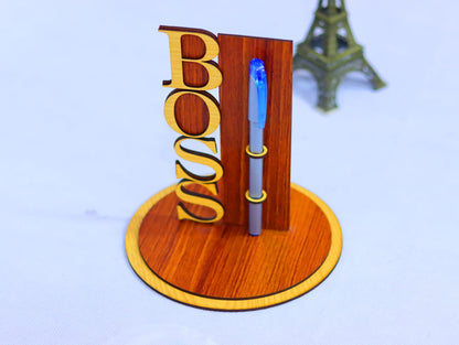 Laser Cut Boss Pen Pencil Holder Vector