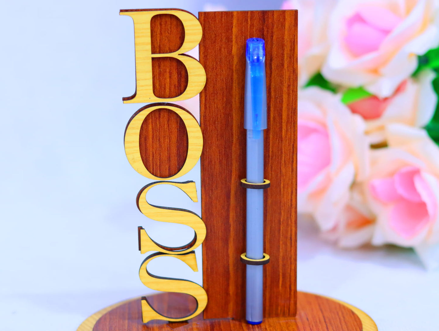 Laser Cut Boss Pen Pencil Holder Vector