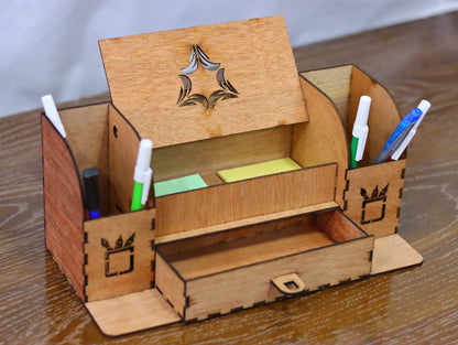 Laser Cut Desk Organizer with Drawer