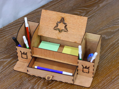 Laser Cut Desk Organizer with Drawer