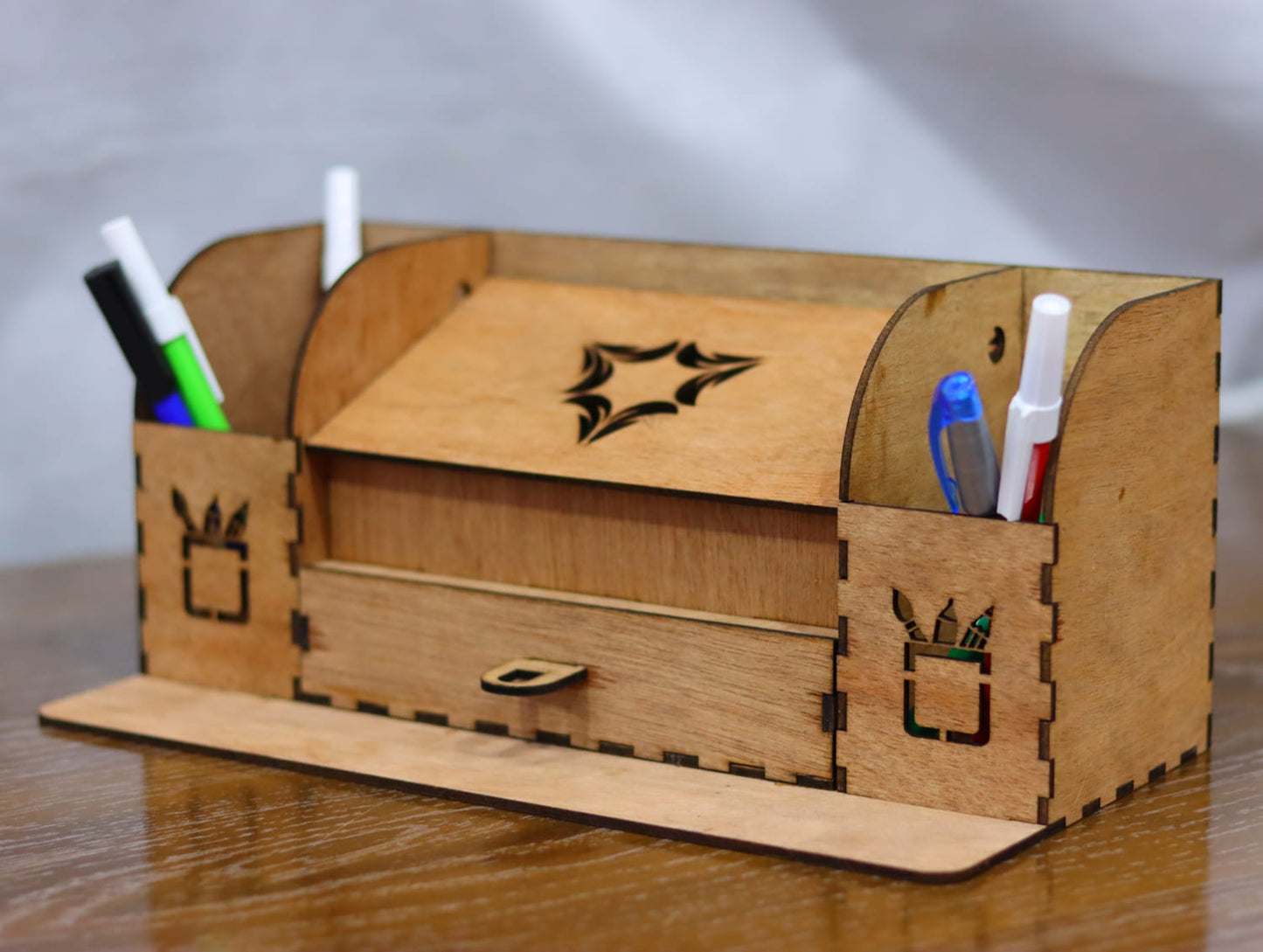 Laser Cut Desk Organizer with Drawer