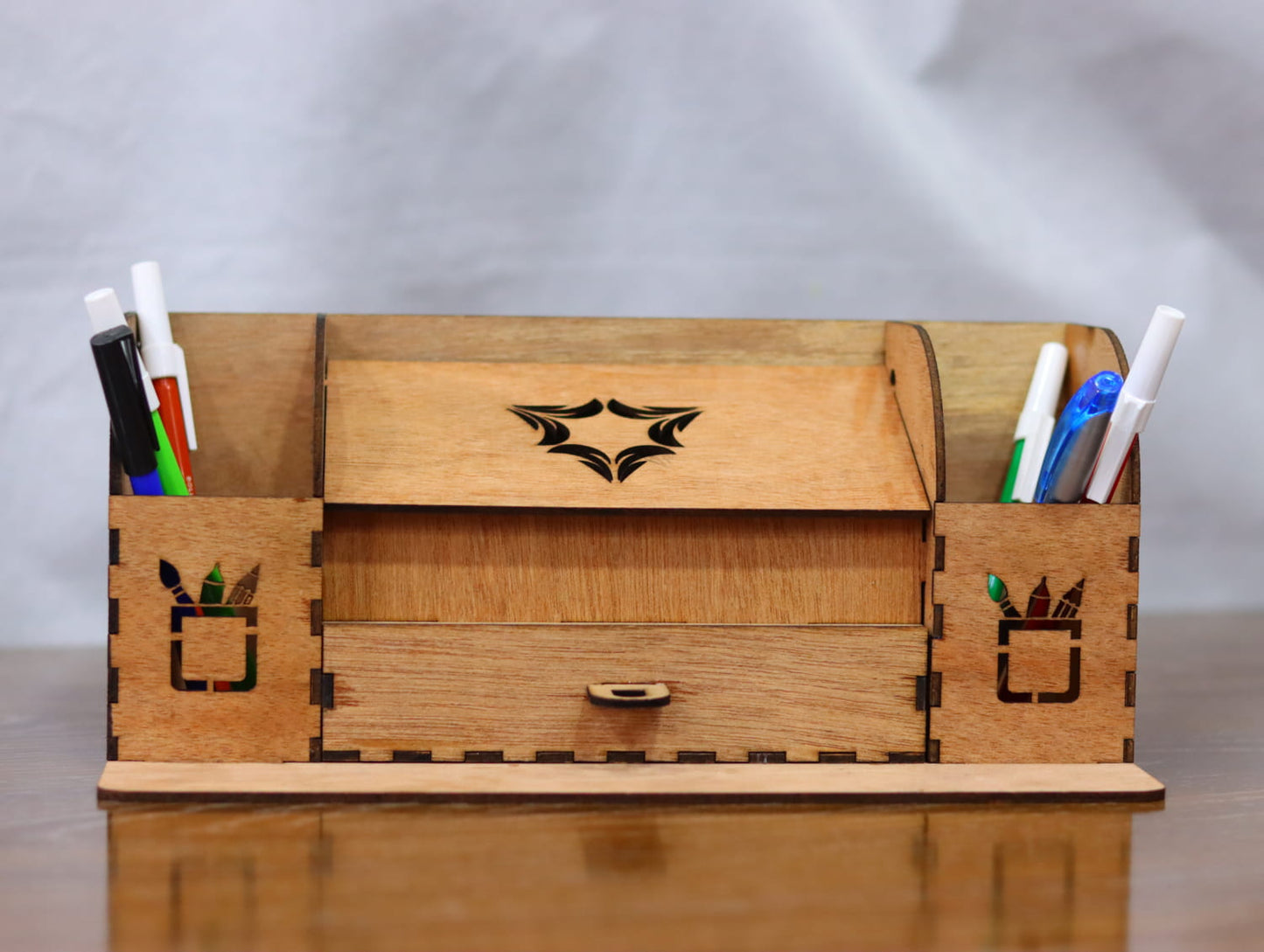 Laser Cut Desk Organizer with Drawer