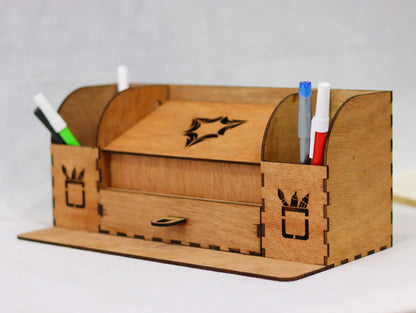 Laser Cut Desk Organizer with Drawer