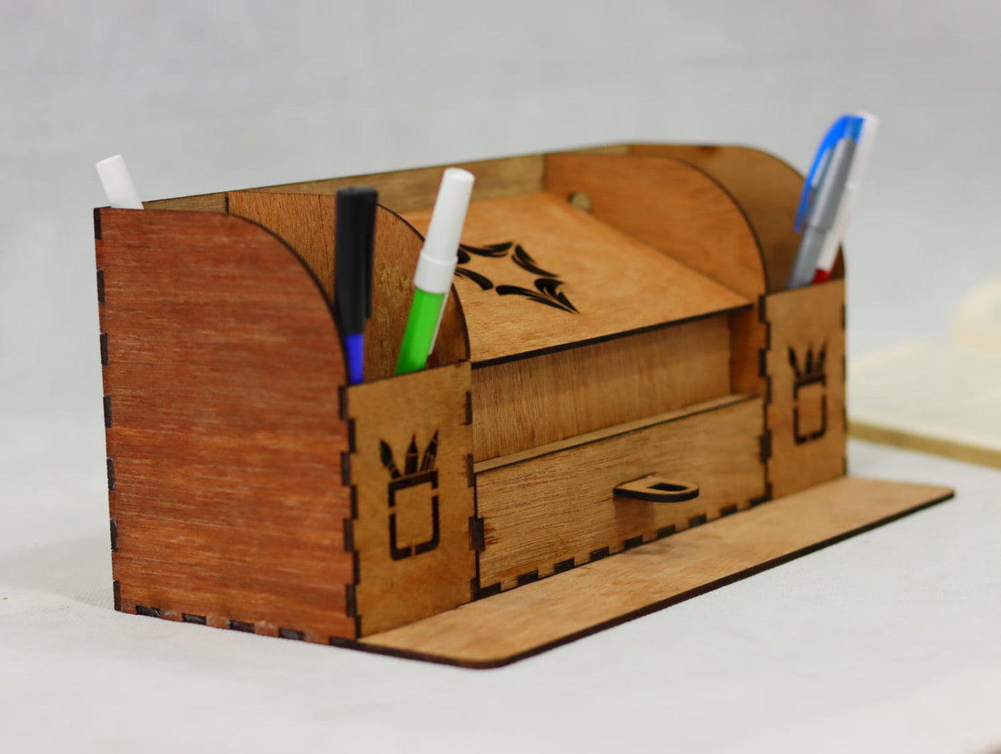 Laser Cut Desk Organizer with Drawer