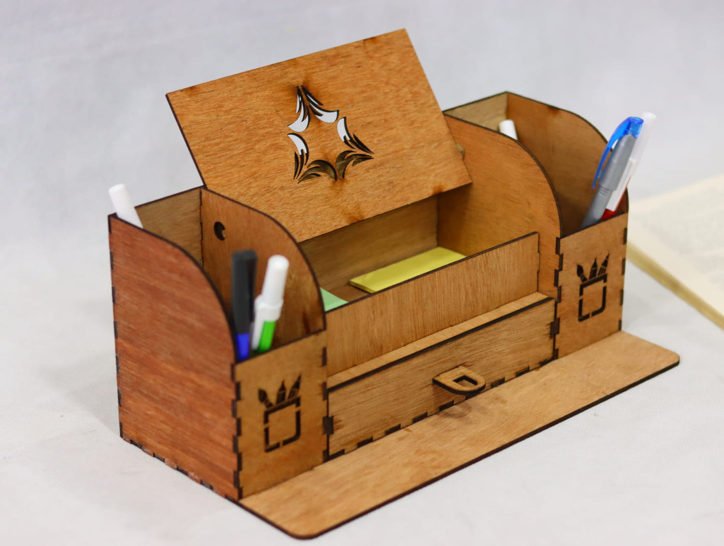 Laser Cut Desk Organizer with Drawer