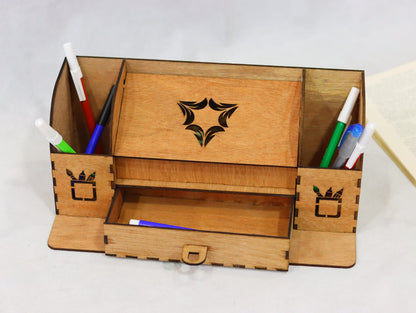 Laser Cut Desk Organizer with Drawer