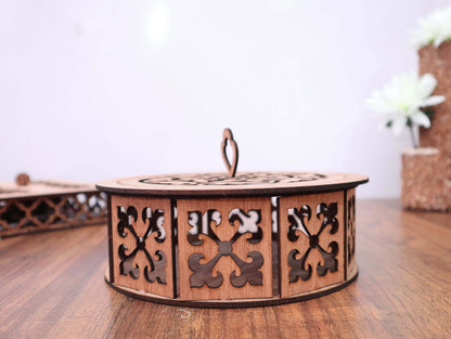 Laser Cut Round Box Plywood 3mm Vector