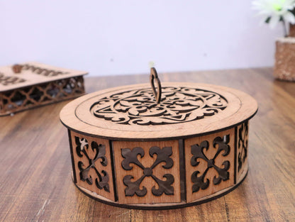 Laser Cut Round Box Plywood 3mm Vector