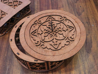 Laser Cut Round Box Plywood 3mm Vector