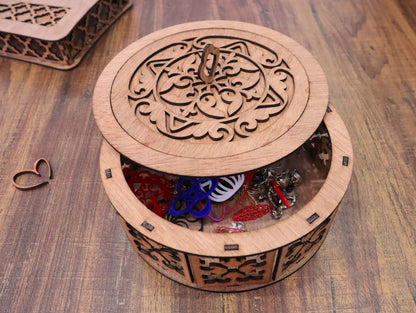 Laser Cut Round Box Plywood 3mm Vector