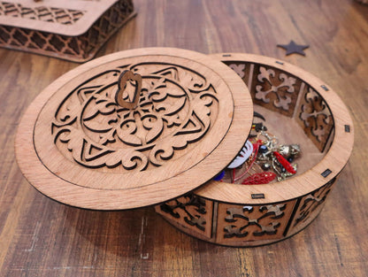 Laser Cut Round Box Plywood 3mm Vector