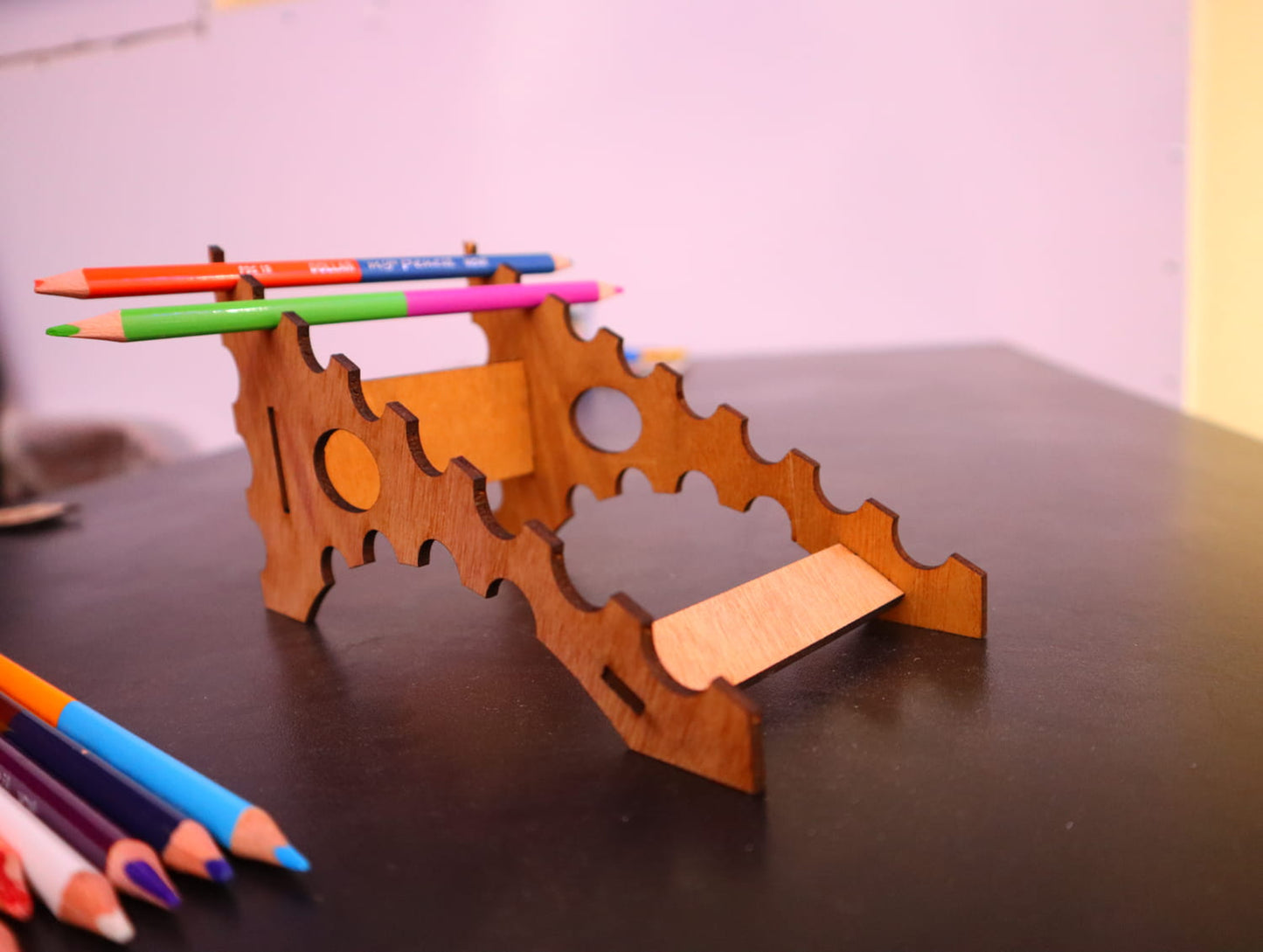 Laser Cut Stylish Desk Pencil Holder Vector