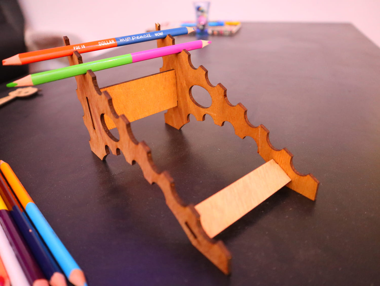 Laser Cut Stylish Desk Pencil Holder Vector