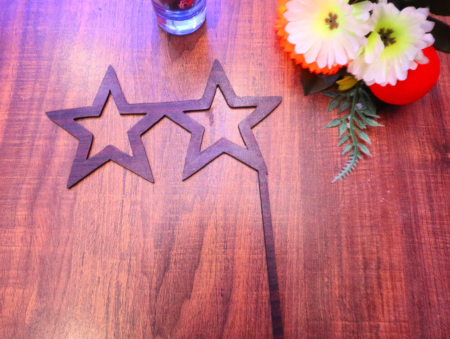 Laser Cut Wooden Star Shaped Sun Glasses Cutout Vector