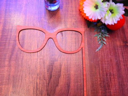 Laser Cut Wooden Glasses Cutout for Crafts Vector