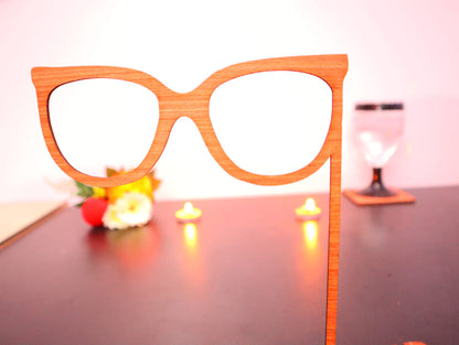 Laser Cut Wooden Glasses Cutout for Crafts Vector