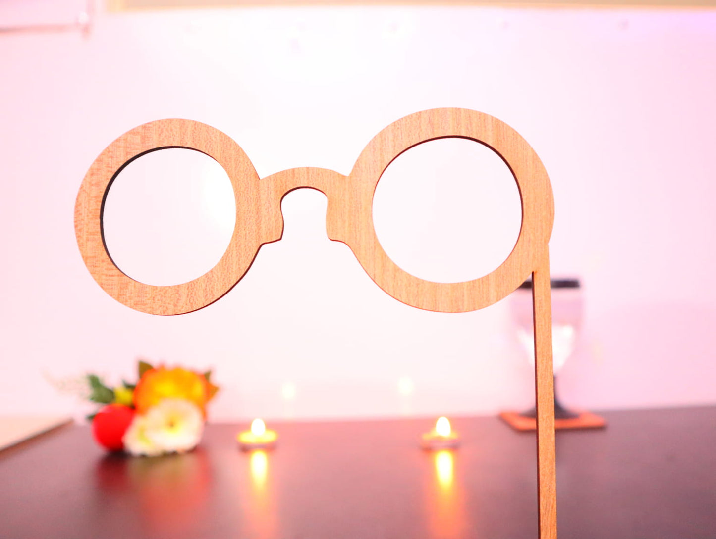 Laser Cut Round Glasses Wood Shape Wood Craft Unfinished Vector