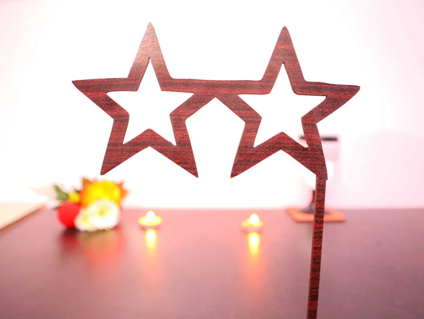 Laser Cut Wooden Star Shaped Sun Glasses Cutout Vector