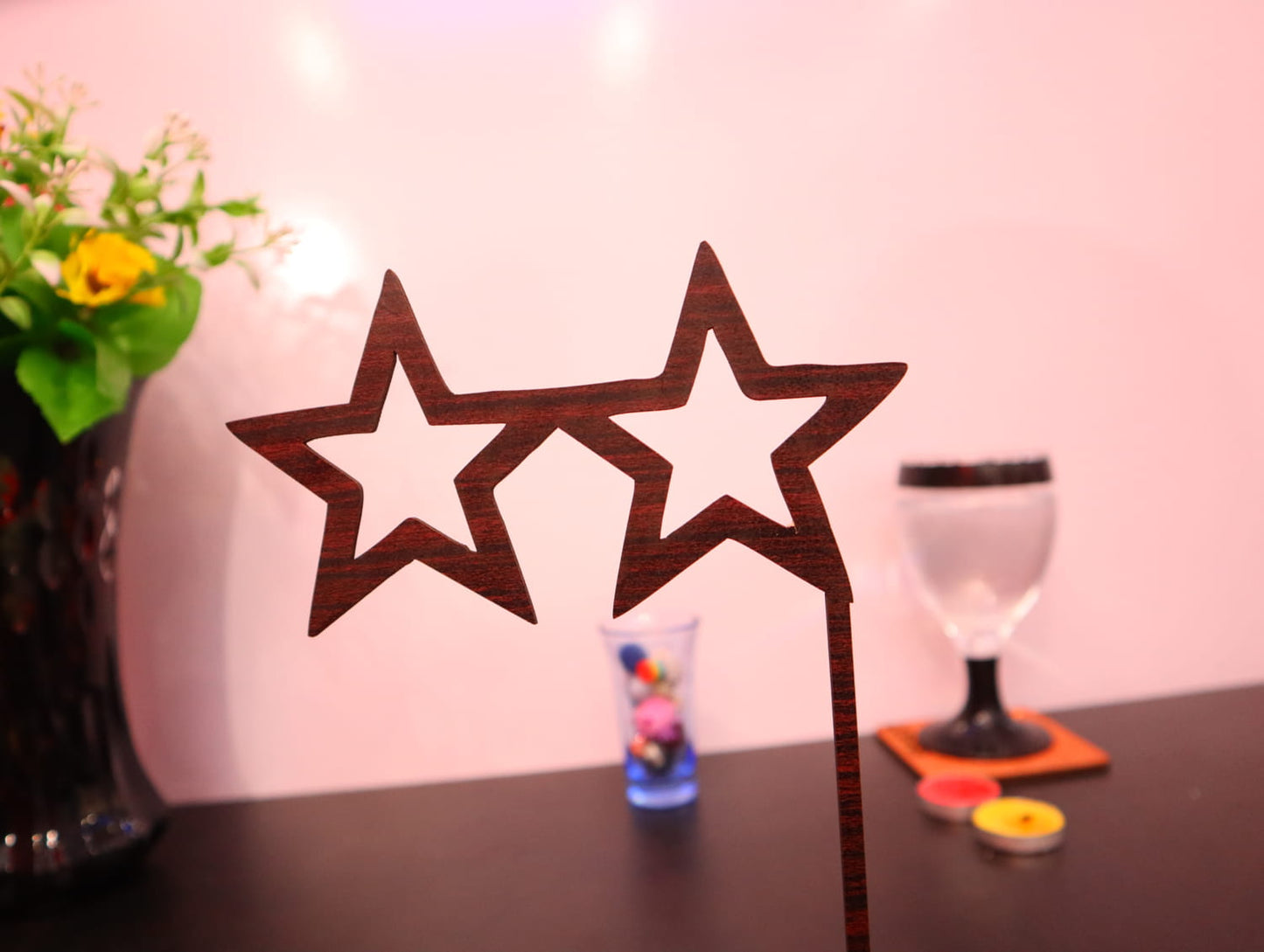 Laser Cut Wooden Star Shaped Sun Glasses Cutout Vector