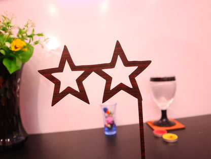 Laser Cut Wooden Star Shaped Sun Glasses Cutout Vector