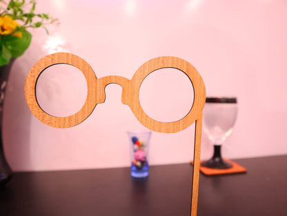 Laser Cut Round Glasses Wood Shape Wood Craft Unfinished Vector