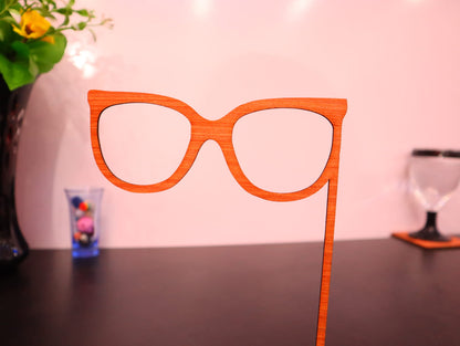 Laser Cut Wooden Glasses Cutout for Crafts Vector