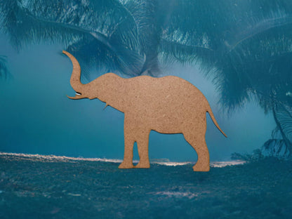 Laser Cut Elephant Wood Shape Unfinished Vector