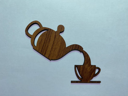 Laser Cut Teapot Cup Restaurants Wall Decor Unfinished Wood Cutout